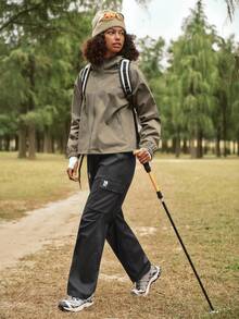 In My Nature 女士户外运动休闲印花口袋徒步裤 - 黑色 - 查看 3