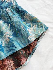 Soleia WYWH Women's Summer Vacation, Graduation, Wedding, Back To School, Easter Party Lunch Cute Casual Camisole, Sweet Romantic Floral Texture Knit Camisole Top, Elastic Waist Loose Asymmetric Hem, Yellow - Blue - View 6