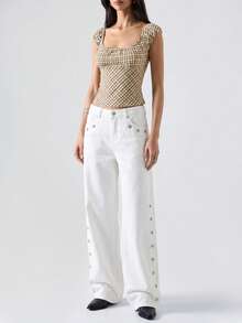 LYSMO 女士简约时尚休闲日常衬衫 - 卡其色 - 查看 3