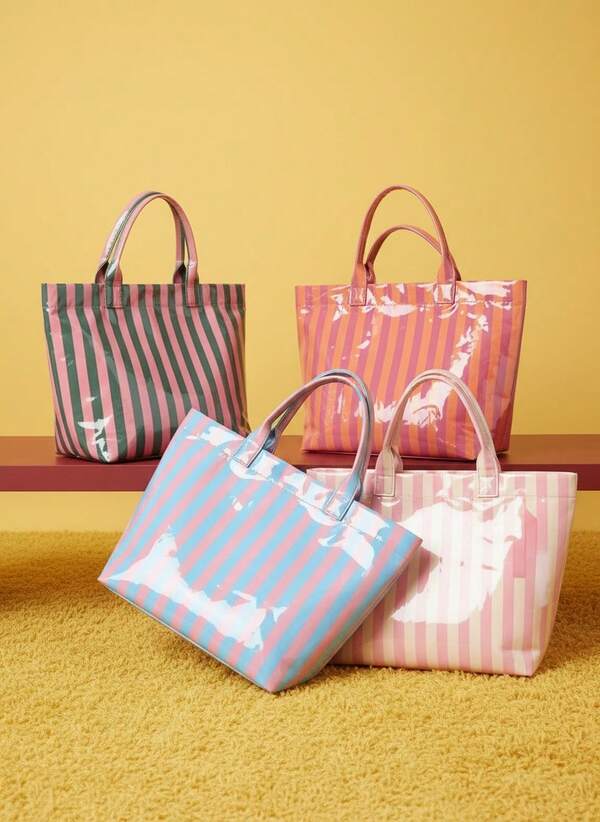 Joivida 1pc The Daily Use Of The Personal Leisure Multi-Functional Large-Capacity Striped Multi-Purpose Storage Bag Is Suitable For Daily Travel. It Is A Green And Versatile Handbag For Storing Toiletries, Makeup Products And Valentine's Day Gifts