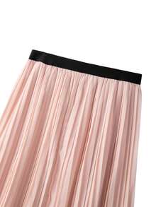 GlowEve CURVE Chân váy midi xếp ly cỡ lớn dành cho nữ, thanh lịch và thời trang - Hồng - Xem 4