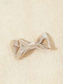 少女优雅时尚立领无袖宽松A字短款粗花呢连衣裙，饰有3D蝴蝶结，适合圣诞派对穿着。蝴蝶结细节连衣裙，女童中性连衣裙，女童象牙色连衣裙，小女孩米色连衣裙，女童象牙色连衣裙。 - 杏色 - 查看 6