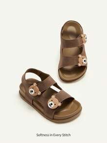 Cozy Pixies 1 Pair Cute Bear Decor Soft Bottom Lightweight Casual Sandals For Baby Boys, Summer - Chocolate Brown - View 5