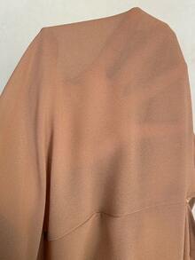 Florisole Women's Romantic Bohemian Loose Ruffled Blouse And Satin Pants 2 Pieces Set, Spring/Autumn - Khaki - View 8