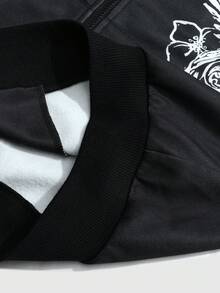 ROMWE MEN Áo nỉ trùm đầu hình thánh giá Gothic dành cho nam, Thu/Đông, Áo dài tay - màu đen - Xem 4