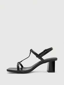 CUCCOO BIZCHIC Women's Fashion Square Toe Chunky Heel Sandals, Summer - Black - View 10