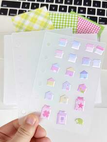 Joivida 每包 5/10 个 A6/A7/M5 叶形分隔页，A6/A7/M5 叶形插页 3D 浮雕贴纸簿，纸盒贴纸簿，PP 片材，叶形分隔页，DIY 贴纸簿，日记本，预算计划本，3D 水晶气泡，学习用品，办公用品等。 - 彩色 - 查看 4