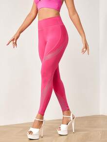 Menodora SHEIN Sport Menodora SHEIN Sport 女士纯色简约日常打底裤 - 玫紅色 - 查看 4