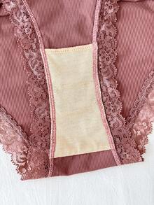 5pcs/Pack Plus Size Women Lace Patchwork Comfortable Briefs - Multicolor - View 5