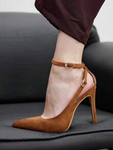 CUCCOO BIZCHIC Giày cao gót mũi nhọn thanh lịch dành cho nữ, thiết kế tối giản cho việc đi lại - màu nâu - Xem 5