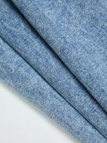 SHEIN ChillGRL Oversized Casual Denim Bib Overall With 3D Floral Design, Suitable For Daily Commute, Leisure, Vacation, Gathering With Friends