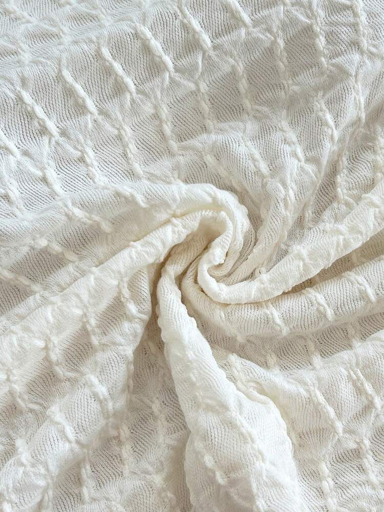 SHEIN WYWH 女士纯色简约休闲不对称肩带单袖上衣，单肩设计，适合夏季穿着，休闲度假、海滩度假、邮轮度假、波西米亚风度假，白色针织衫，白色夏季上衣，邮轮旅行、城市假日、下午茶 - 白色 - 查看 8