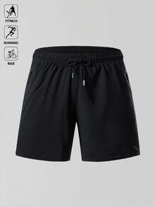 Acti Log Manfinity Sport Corelite 男式字母图案拉链口袋运动弹力短裤男式慢跑裤 I Love My Boyfriend Pride 短裤男式短裤健身短裤 - 黑色 - 查看 6