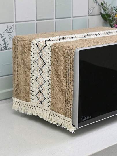 1 Piece Set Of Household Daily Rural Style Microwave Oven Dust Cover Cloth, Daily Living Room Dining Table And Coffee Table Decoration Cloth, Desktop Protection For Family Dining Table And Holiday Decoration Cloth, Suitable For Microwave Ovens, Dining Plate Mats, Bedside Table Covers, Party Covers, Tablecloths