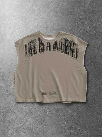 Street Life Canotta casual da uomo con stampa slogan, estiva