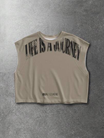 Street Life Camiseta de tirantes casual con estampado de eslogan para hombre, verano