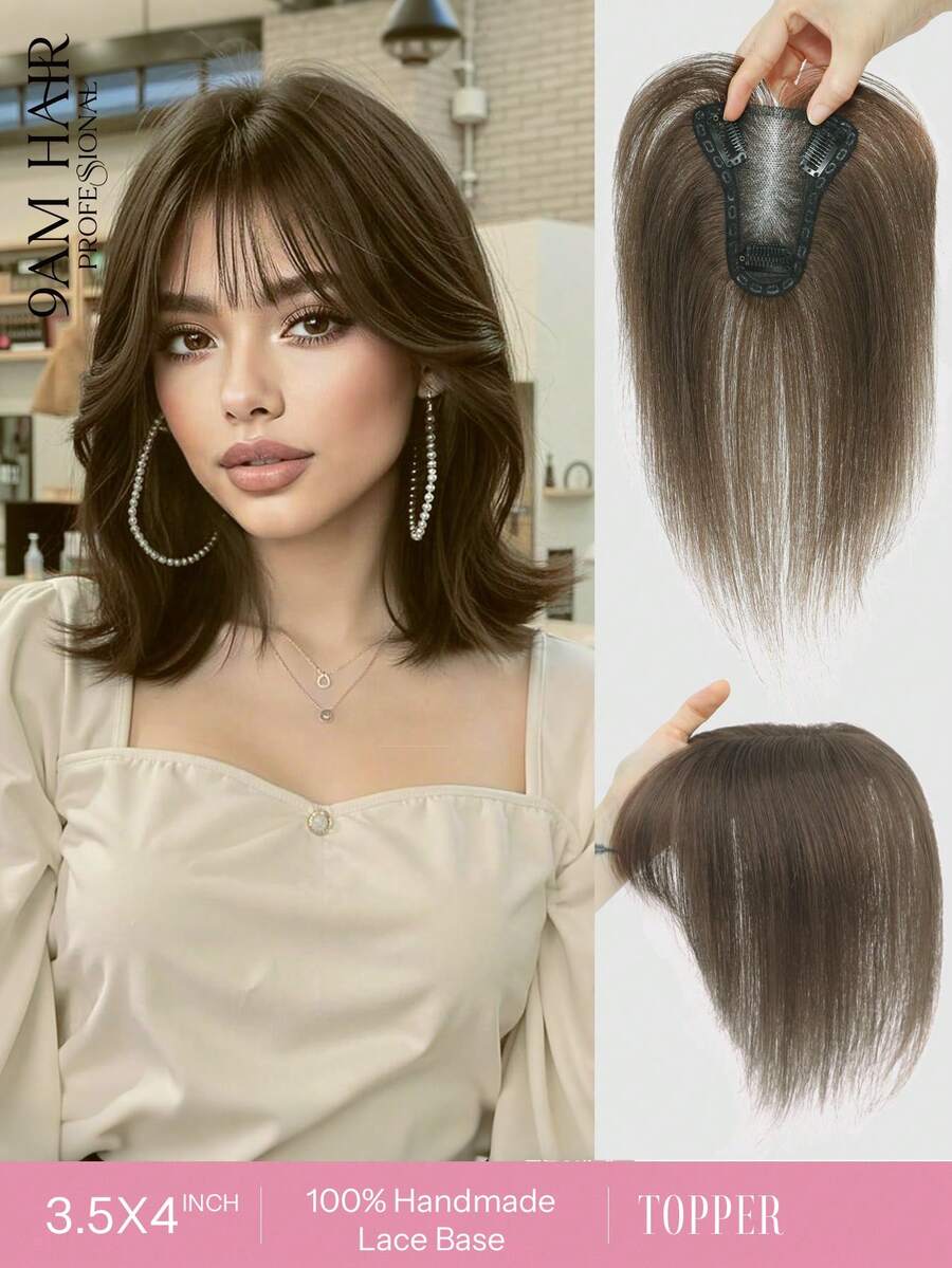 9AM Hair 10英寸女士假发片真人发片适合头发稀疏的女性的假发片,带刘海夹 - S6 - 查看 1