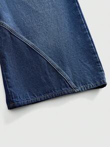 ROMWE MEN Casual Men's Patchwork Floral Embroidered Denim Shorts - Blue - View 5