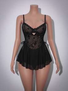 Bộ 2 váy ngủ ren gợi cảm cho nữ - màu đen - Xem 6