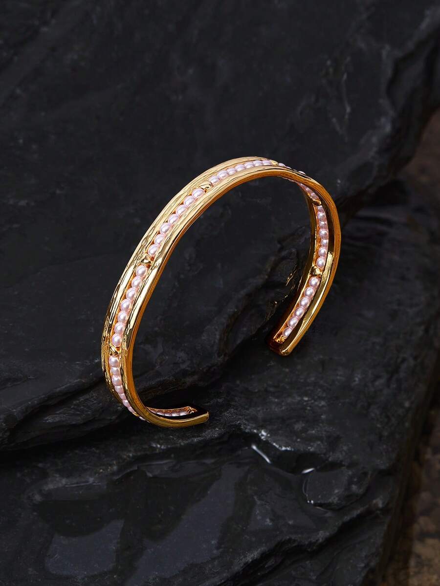Opalesca 1 Cặp Vòng tay ngọc trai/hạt cườm vàng 18k dạng còng hở, Thích hợp cho tiệc tùng, cắm trại, phong cách Y2K, dành cho mẹ, phụ nữ, bé gái, mùa thu, mùa đông, lễ hội, kỳ nghỉ, du lịch, phong cách cổ điển, Halloween, Dành cho mẹ/phụ nữ/bé gái/mẹ, mùa thu/mùa đông, trang phục, phong cách cổ điển, cao cấp, ngọc trai, thanh lịch, phong cách cổ tích/tiên nữ, trang phục, phong cách cổ điển, phụ kiện cưới/cô dâu, trang sức phương Tây, phong cách cổ tích/tiên nữ, vòng cổ mặt dây chuyền, ngọc trai, thanh lịch, Dành cho mẹ/phụ nữ/bé gái/mẹ - Vàng hồng - Xem 1