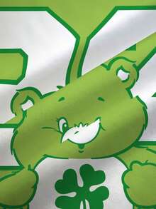 SHEIN X Care Bears Plus Size Summer Casual Numeric & Bear Print Round Neck Short Sleeve T-Shirt - White - View 4