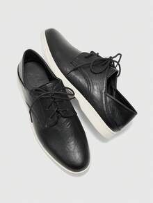 CUCCOO BIZCHIC Women's Casual Lace-Up Leather Flats For Christmas - Black - View 10