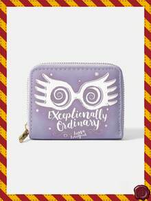 HARRY POTTER X SHEIN Luna Lovegood Spectrespecs Print Pink Wallet, Y2K Magic Kawaii Mini Purse For School & Daily Use, Zipper Female Cartoon Coin Wallet - Purple - View 1