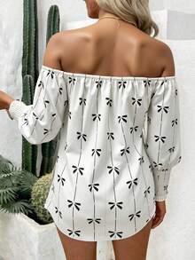 Breezaya Women's Bowknot Stripe Belted Long Sleeve Off Shoulder Blouse Fall Cloth For Women - Multicolor - View 2