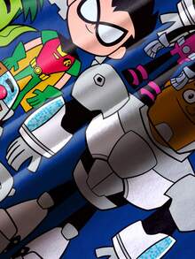 Teen Titans Go X SHEIN Young Boy Full Cartoon Print Short Sleeve T-Shirt - White - View 6