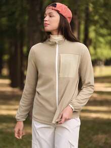 In My Nature Women's Casual Versatile Outdoor Fleece Jacket, Autumn/Winter - Khaki - View 7