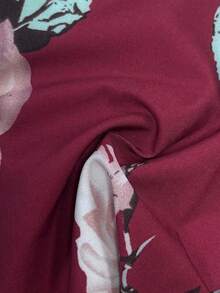 Bộ 2 áo tay lửng in hoa thường ngày cho nữ và quần ống đứng, Xuân/Hè - Màu Đỏ Sâu - Xem 6