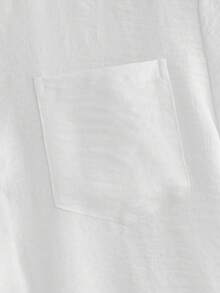 HIMLAND Bộ áo sơ mi tay ngắn cài nút thường ngày và quần dài cho nam - trắng - Xem 7