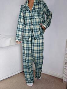 Dream Adore 圣诞元素红色格子印花长袖长裤睡衣套装 - 彩色 - 查看 6