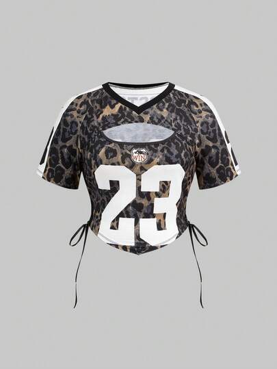 Street Life Damen Große Größen Retro College Stil Schulanfang Sexy Sport Nummer Jersey Enges T-Shirt