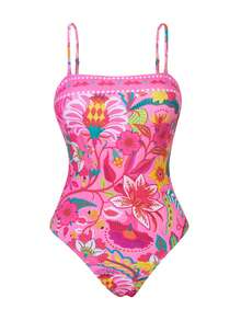 Swim Oasis 2件套女士可拆卸肩带印花网纱长裙，性感优雅的夏季度假泳装 - 彩色 - 查看 3