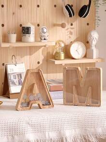 木质大字母存钱罐，字母造型，可定制首字母，趣味生日、圣诞节、节日礼物