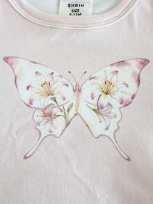 6pcs Baby Girls' Elegant Butterfly Print & Ditsy Floral Round Neck Drawstring Design Long Sleeve Leggings Snug Fit Pajama Set Baby Girl Sleepwear Wildflower Baby Clothes Newborn Baby Girl Pajamas Sets Snug Fit Vintaside Kids 4pcs Set Baby Girls Causual Printed Solid Colour Rompers Baby Girl Sleep Wear Baby Girl Clothes Newborn - Multicolor - View 4