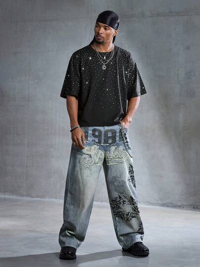 Street Life Jeans casuales y versátiles con bolsillo parche, de corte holgado para uso diario