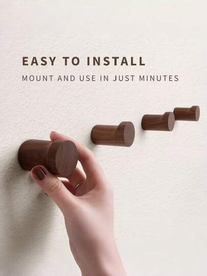 Madebyblanc 1PC Black Walnut Natural Wood Wall-Mounted Hook - 1 Pack - Modern - Handcrafted Decorative Wooden Nail Minimalist Hanging Hat, Coat, Multi-Functional Decorative Wall Decoration