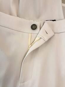 GlowEve CURVE Women's Fashionable & Elegant Contrast Trim Sleeveless Blazer And Contrast Trim Shorts Suit Set - Apricot - View 6