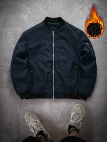 PAVTROS Men's Casual Zip-Up Thermal Lined Jacket, Warm For Autumn/Winter Racing Jacket Men Cropped Men Jacket Y2k Jacket Men Navy Blue Jacket - Blue - View 4