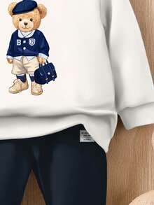 SHEIN 男婴休闲宽松舒适针织柔软连帽卫衣套装，适合秋冬季穿着 - 彩色 - 查看 7