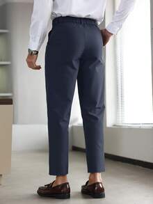 Calvornis Men's Casual Pocket Versatile Office Commute Suit Pants - Navy Blue - View 2