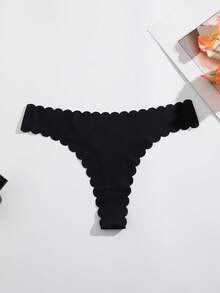 8pcs Black Seamless Soft Comfort Thong Panties