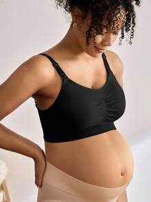 Moonlight&Mama Bộ 2 áo ngực bà bầu liền mạch màu trơn tối giản, chất lượng cao, tiết kiệm chi phí, thoải mái cho phụ nữ mang thai - Nhiều màu - Xem 5