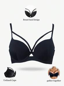 Sujetador con aros de apoyo cómodo y de uso diario para mujeres - Negro - Ver 4