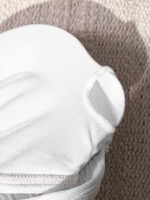 SHEIN Tween Girl Casual Vacation White 1pc Detachable Strap Hollow Starfish Accent Ruched One-Piece Swimsuit, Summer Beach - White - View 4