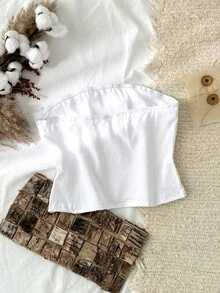 Tseoso Áo ống đen bó sát nữ 95% cotton, thích hợp mặc mọi mùa, dễ thương, thích hợp mặc mùa hè và mùa thu, cổ điển, áo mùa hè dễ thương, mềm mại, mặc nhà, trở lại trường, quần áo nữ mùa thu, đa năng, đồng quê, thể thao, câu lạc bộ, đầu thu - trắng - Xem 2