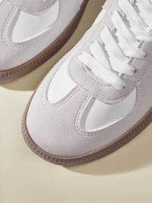 CUCCOO EASI 新款春季女式德国训练鞋，白色复古运动休闲平底运动鞋，学校用品，返校秋季新年假期女鞋，运动鞋，复活节运动鞋 - 淺灰色 - 查看 9