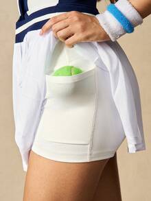 VARSIVA Đầm thể thao tay ngắn xếp ly cổ khóa kéo phối màu cho nữ kèm quần short - Nhiều màu - Xem 8